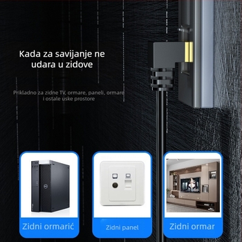 Kabel mrežni kategorije 7, plosnat s 90° zavojem, zaštićen, čist bakar