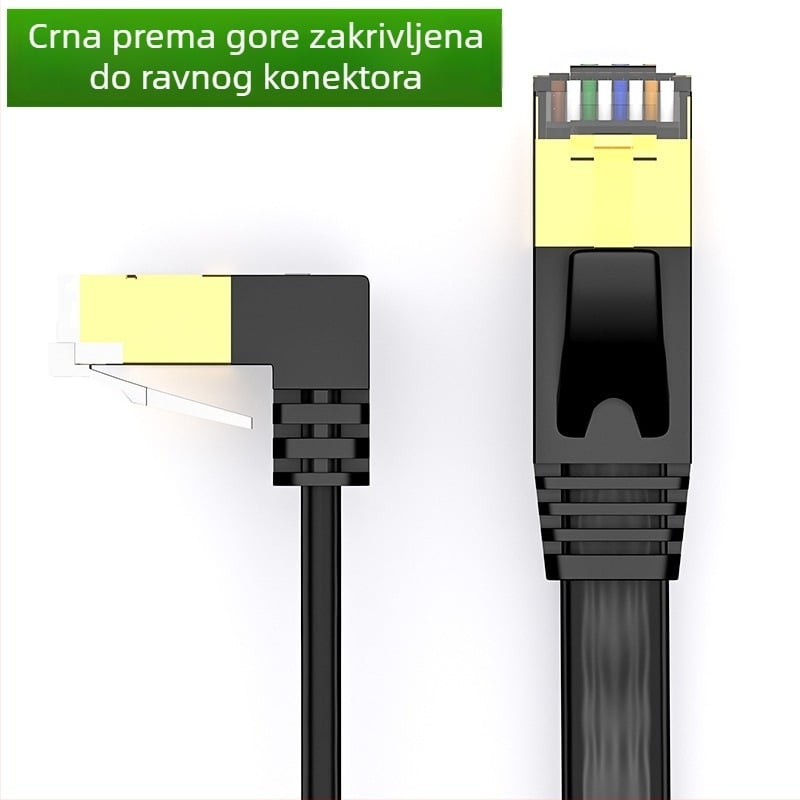 Kabel mrežni kategorije 7, plosnat s 90° zavojem, zaštićen, čist bakar