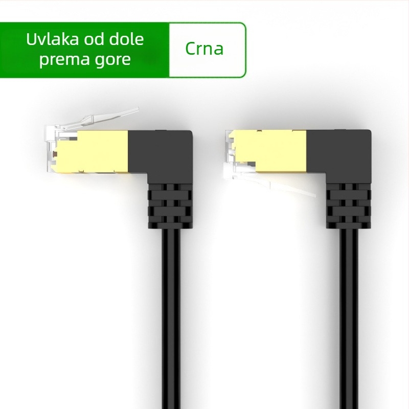 Kabel mrežni kategorije 7, plosnat s 90° zavojem, zaštićen, čist bakar