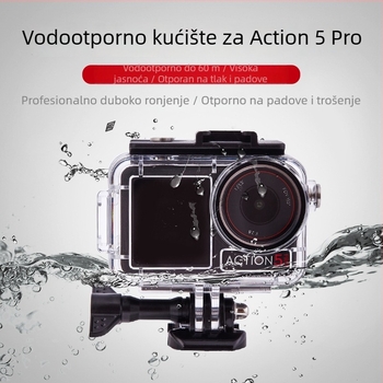 Vodootporno kućište za DJI Action5 Pro/4/3 | Materijal: PC + 316 nehrđajući čelik | Uključuje: vodootporno kućište, baza, vijci, anti-fog folija