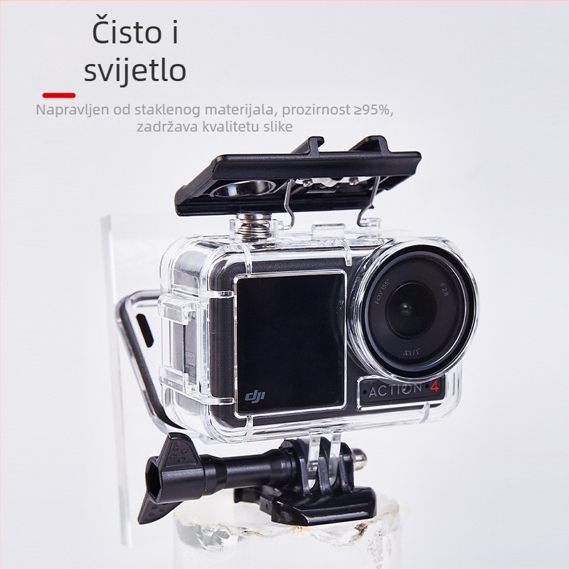 Vodootporno kućište za DJI Action5 Pro/4/3 | Materijal: PC + 316 nehrđajući čelik | Uključuje: vodootporno kućište, baza, vijci, anti-fog folija