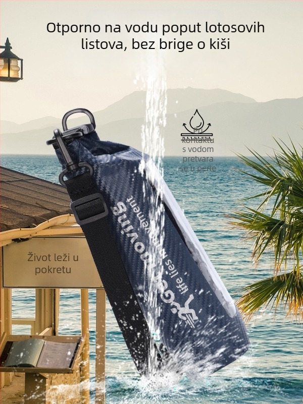 Vodootporna vreća oblika bureta s prozirnim prozorom i kvadratnim dizajnom od ugljičnih vlakana, za plažu, skladištenje i džep za telefon