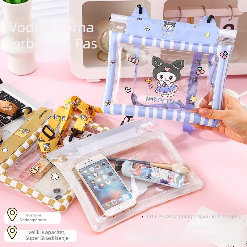 Vodootporna pasna vrećica za telefon s zračnom komorom i trostruko zatvorenim skladištem zraka PVC materijal, veliki kapacitet; pogodna za plivanje, ronjenje, rafting i putovanja.