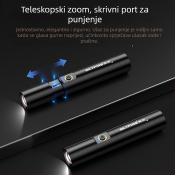 Sky Fire svjetiljka – 16W lasersko svjetlo, kućište od aluminijske legure, ručno punjenje, domet do 500 m, Višenamjenska za kampiranje i patrolu