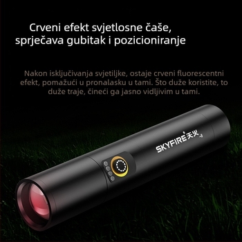 Sky Fire svjetiljka – 16W lasersko svjetlo, kućište od aluminijske legure, ručno punjenje, domet do 500 m, Višenamjenska za kampiranje i patrolu