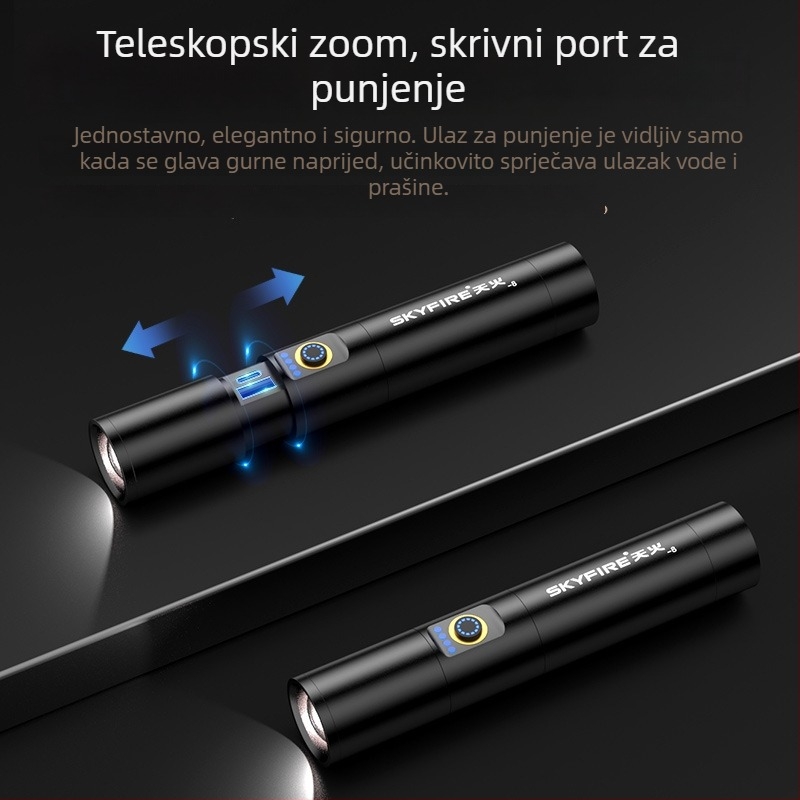 Sky Fire svjetiljka – 16W lasersko svjetlo, kućište od aluminijske legure, ručno punjenje, domet do 500 m, Višenamjenska za kampiranje i patrolu