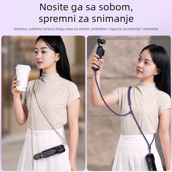 DJI Pocket 3 kaiš za vrat — 3-u-1 kaiš za crossbody, unisex; materijali: najlon, poliestersko uže, metalna kopča