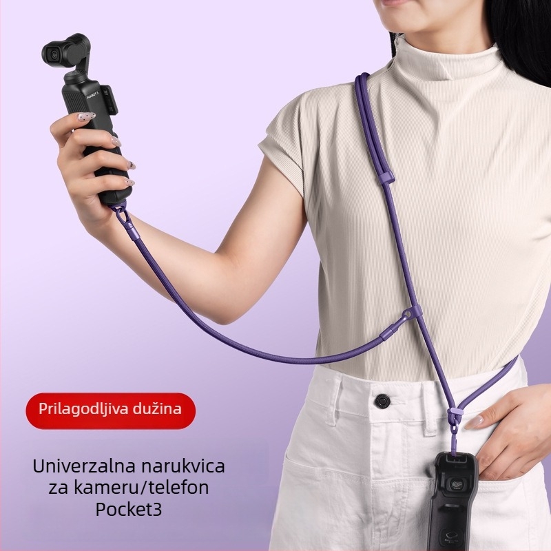 DJI Pocket 3 kaiš za vrat — 3-u-1 kaiš za crossbody, unisex; materijali: najlon, poliestersko uže, metalna kopča