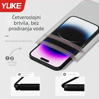 Feather TPU vodootporna torbica za telefon s dodirnim zaslonom, proziran preklopni poklop, vodootporna tkanina, tiskano logo, za aktivnosti na otvorenom