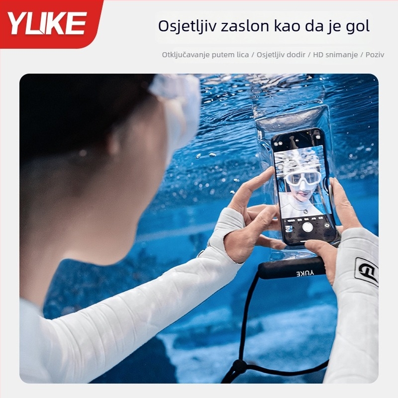 Feather TPU vodootporna torbica za telefon s dodirnim zaslonom, proziran preklopni poklop, vodootporna tkanina, tiskano logo, za aktivnosti na otvorenom
