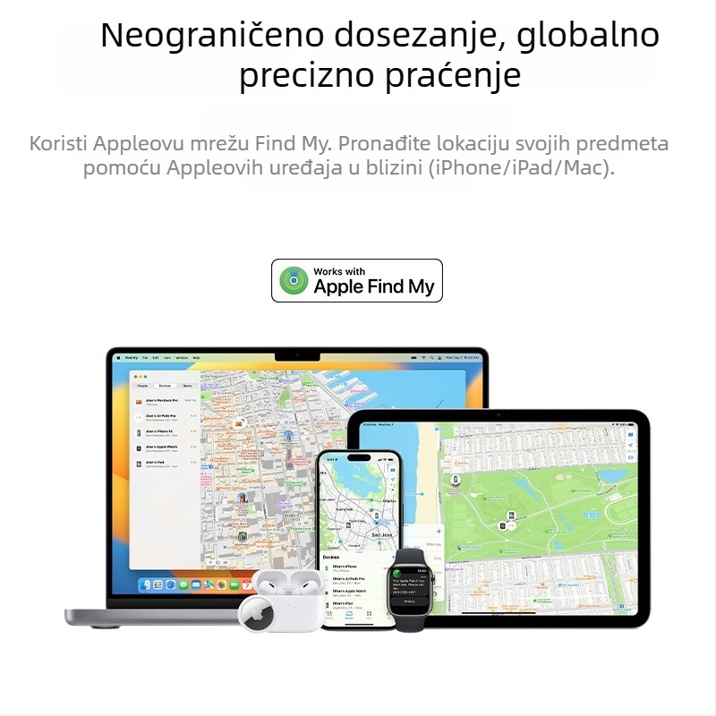 ATKP2 AirTag-kompatibilna kartica za praćenje za Find My – kompatibilno s iOS-om, nošenje u kartici, globalno pozicioniranje, bežično punjenje