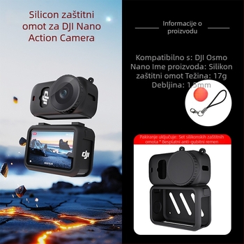 Silikonska zaštitna futrola za DJI Osmo Nano kameru; materijal: silikon; kompatibilnost: DJI Osmo Nano kamera; ispis loga: Da; postupak obrade: toplinski prijenos tiska; prilagodba: Da.