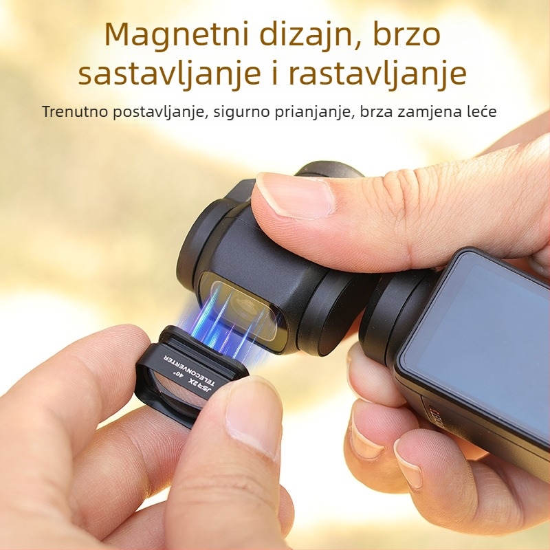 JUNESTAR magnetski makro objektiv za Osmo Pocket3 – aluminijski okvir + optičko staklo, uključuje filter i kutiju za pohranu, magnetsko pričvršćivanje