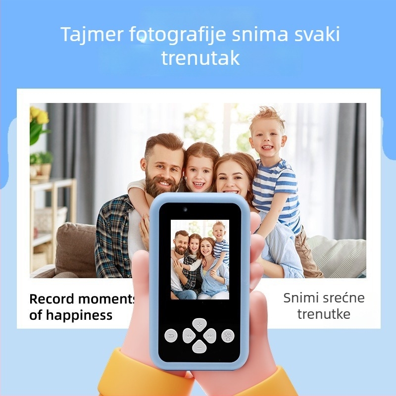 Dječja kamera s dvostrukom kamerom za fotografije i video, 2,4-inčni LCD, pohrana na TF karticu, model KDC-0027A, trajanje baterije 1–3 sata