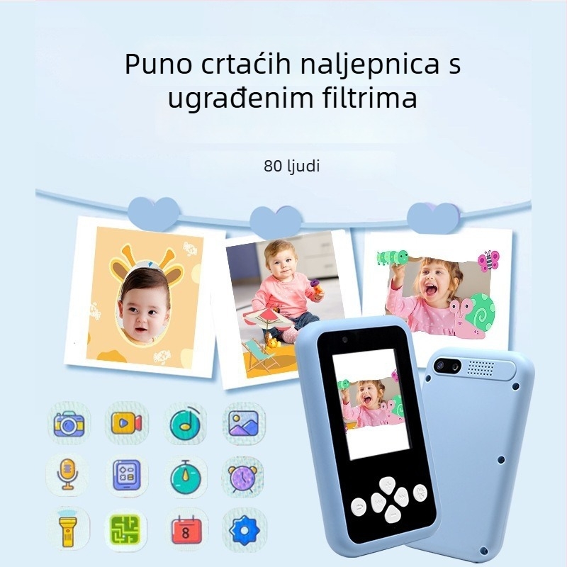 Dječja kamera s dvostrukom kamerom za fotografije i video, 2,4-inčni LCD, pohrana na TF karticu, model KDC-0027A, trajanje baterije 1–3 sata