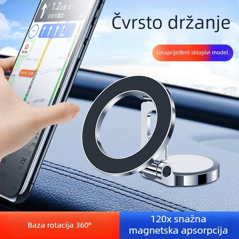 Držač za mobitel u automobilu — sklopivi, magnetski, protiv podrhtavanja, navigacijska kompatibilnost (sklopivi, magnetski, protiv podrhtavanja, navigacijska kompatibilnost)