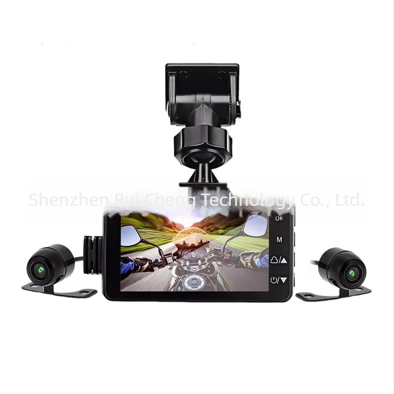 T18 motociklistička dash cam s dvije leće, 1080P HD, 120° vidno polje, podržava TF karticu 8–32GB uz ciklično snimanje