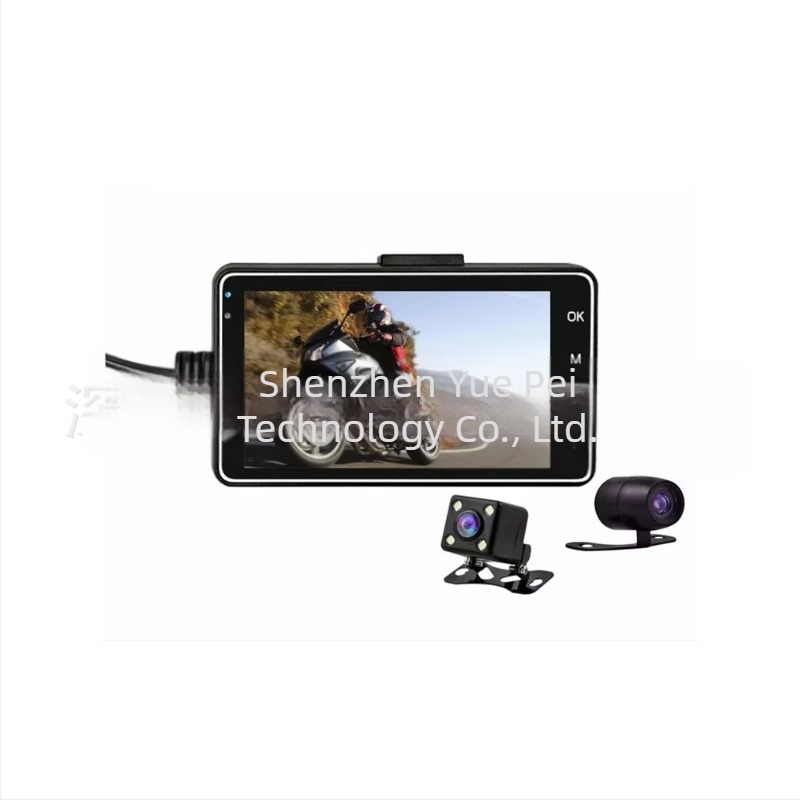 T18 motociklistička dash cam s dvije leće, 1080P HD, 120° vidno polje, podržava TF karticu 8–32GB uz ciklično snimanje