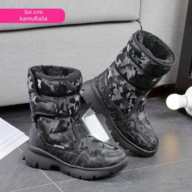Muške zimske čizme za snijeg, vodootporne, protuklizne, obložene umjetnim plišem, debela konstrukcija, gumena potplat