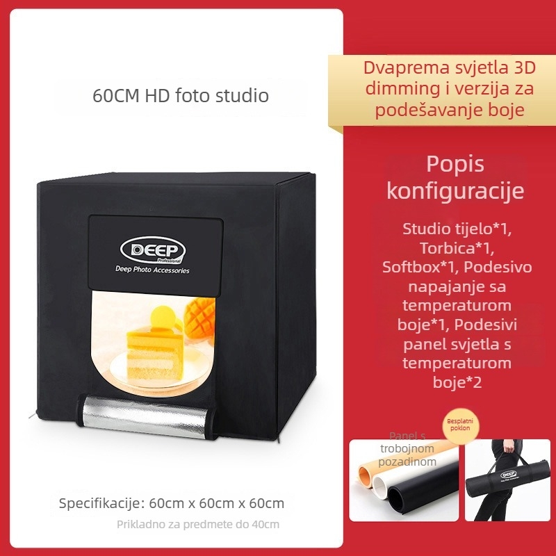 Fotokit Dep, model DEEP60*60*60, LED softbox rasvjeta za studijsko fotografiranje, certifikat BSTDG1601675631EC-1