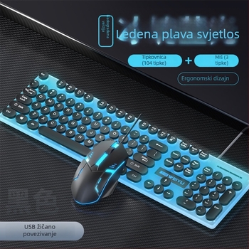 Set tipkovnice i miša s Punk keycap, 104 tipki USB, kabel 1.3 m, ergonomski, mogućnost ispisa logotipa, 1000dpi optička miš