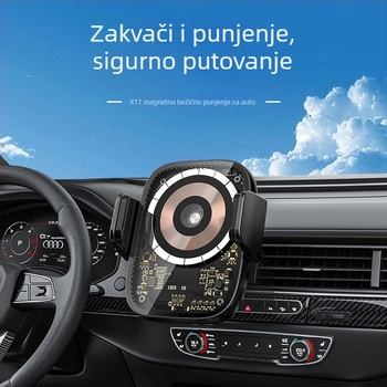 MagSafe auto magnetski bežični punjač s dodirnim senzorom, prozirni punk stil, 15W max, USB-C, QC3.0, magnetsko držanje