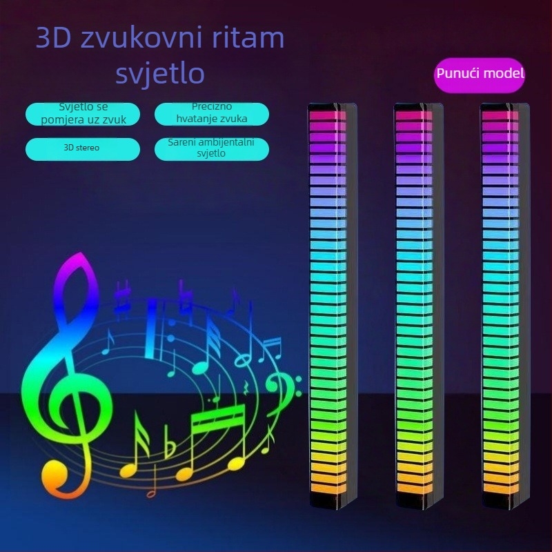 3D LED rasvjeta za unutrašnjost automobila s glasovnim upravljanjem i ritmičkom rasvjetom, model L026, ugradnja nevidljivim ljepljivim trakama