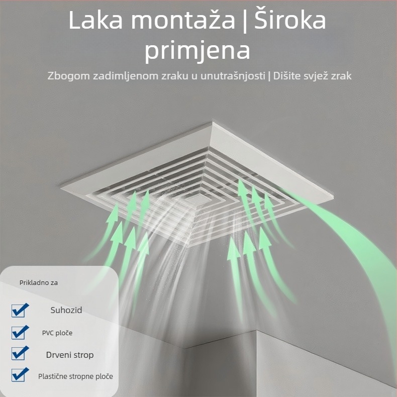 Kanalski ventilator za kuhinju i kupaonicu, ugradnja u spušteni strop, 220V, 40W