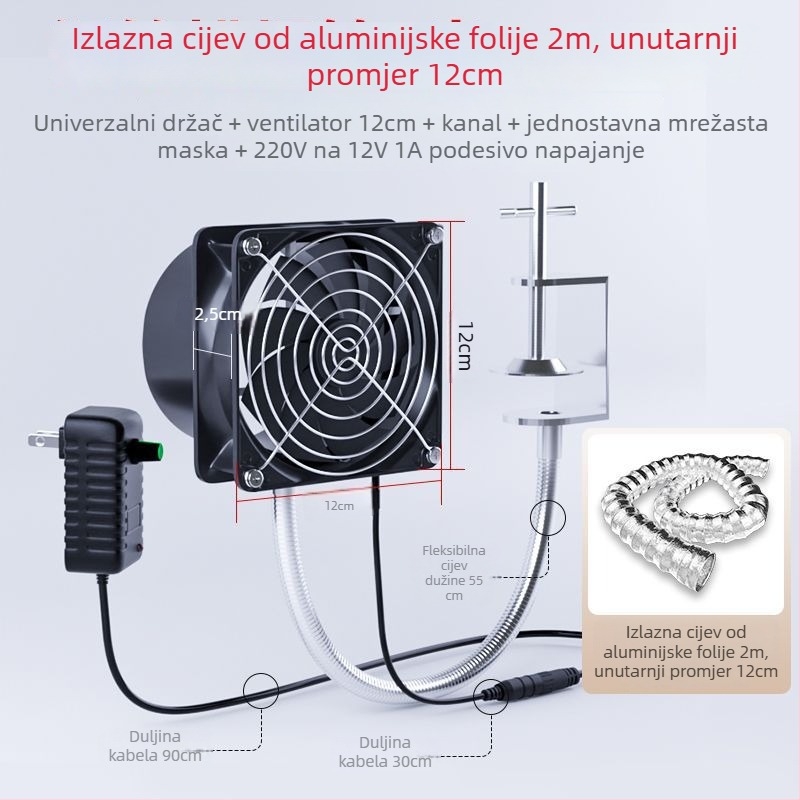 Univerzalni ispušni ventilator s nosačem – ispušni ventilator za zavarivanje, ispušni ekstraktor, prozorski stil