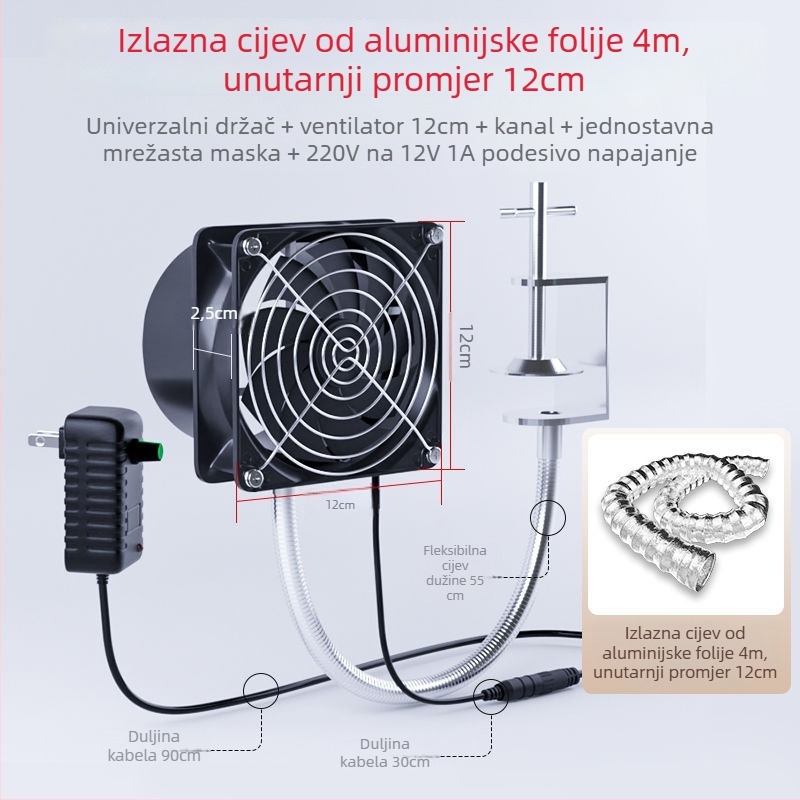 Univerzalni ispušni ventilator s nosačem – ispušni ventilator za zavarivanje, ispušni ekstraktor, prozorski stil