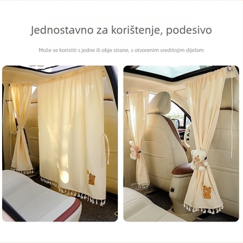 Auto zavjesa za privatnost za prednje i stražnje sjedalice – zaštita od pogleda, zatamnjenje, poliester, instalacija kartom