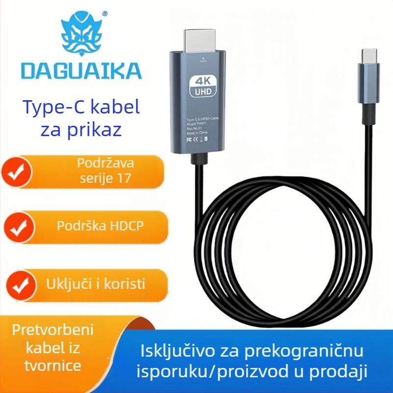 Type-C HDTV adapter kabel, 4K30Hz, USB 3.1, CS čip, bakreno jezgro, DGK-T9