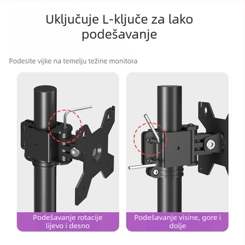 Stalak za dva monitora back-to-back s podešavanjem visine i rotacijom (Materijal: hladno valjani čelik; Model: xjc150; Marka: Healthy; Pakiranje: nosač i vijci)