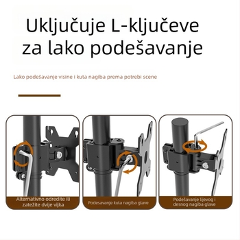 Stalak za dva monitora back-to-back s podešavanjem visine i rotacijom (Materijal: hladno valjani čelik; Model: xjc150; Marka: Healthy; Pakiranje: nosač i vijci)
