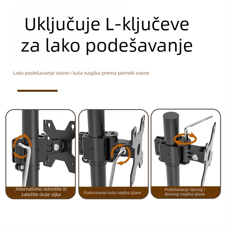 Stalak za dva monitora back-to-back s podešavanjem visine i rotacijom (Materijal: hladno valjani čelik; Model: xjc150; Marka: Healthy; Pakiranje: nosač i vijci)