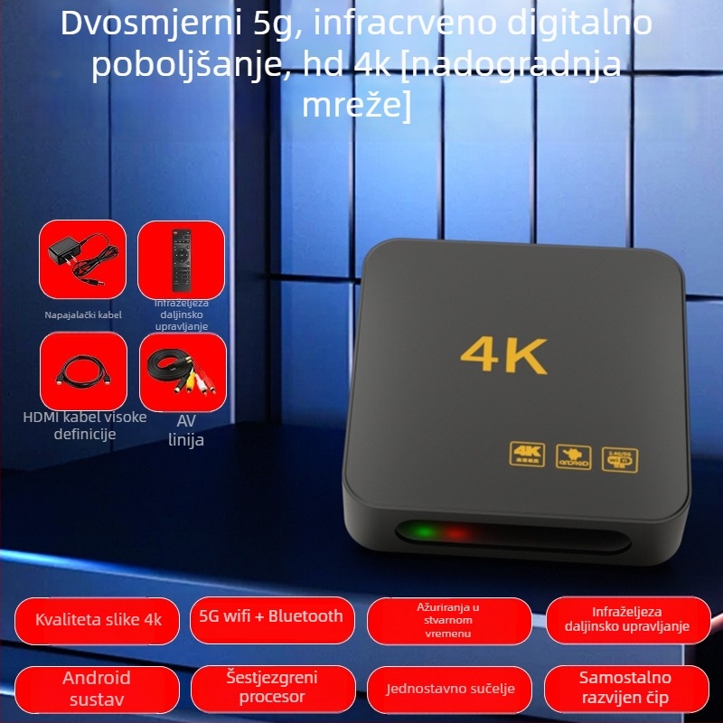 4K bežični set-top box s Wi-Fi, HDMI, USB, 128 MB memorije