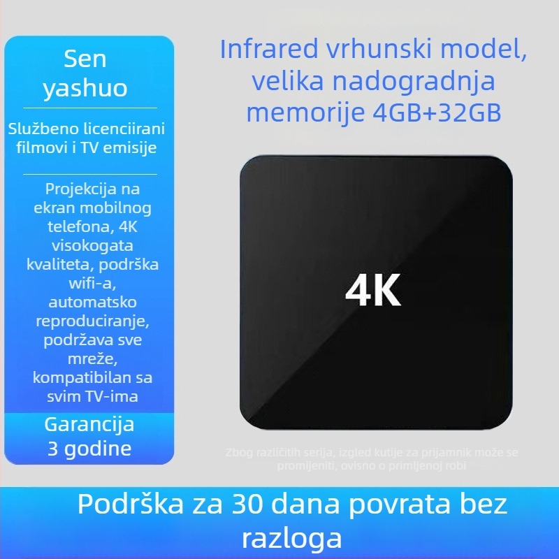 4K osmeročlani TV box, 4GB RAM, 32GB pohrane, HDMI, WiFi