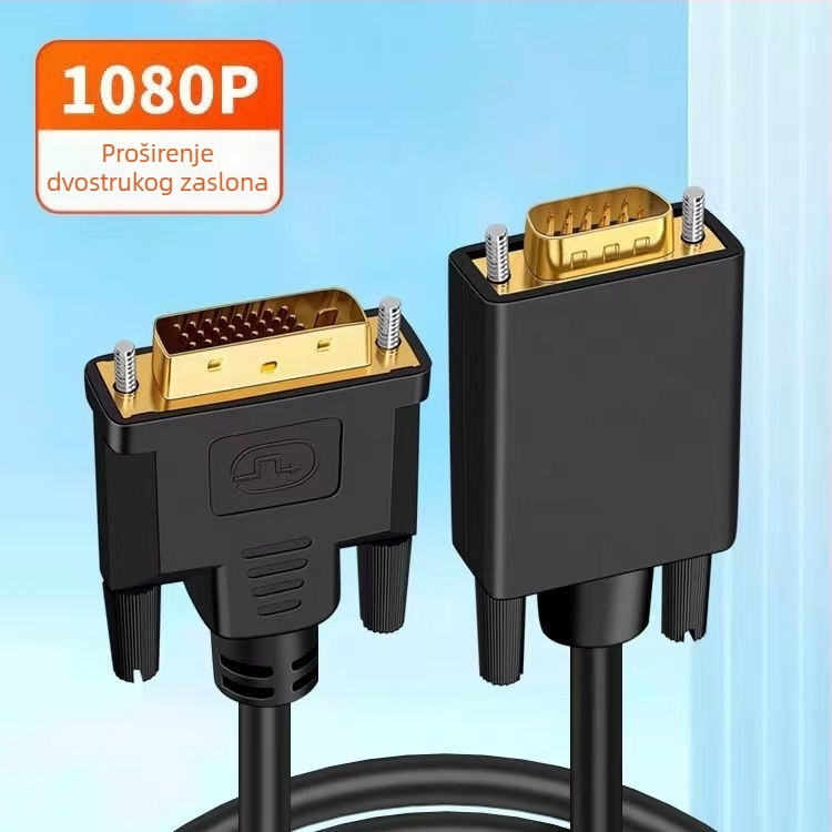 DVI na VGA adapter kabel, muški–muški konektori, za računala i zaslone