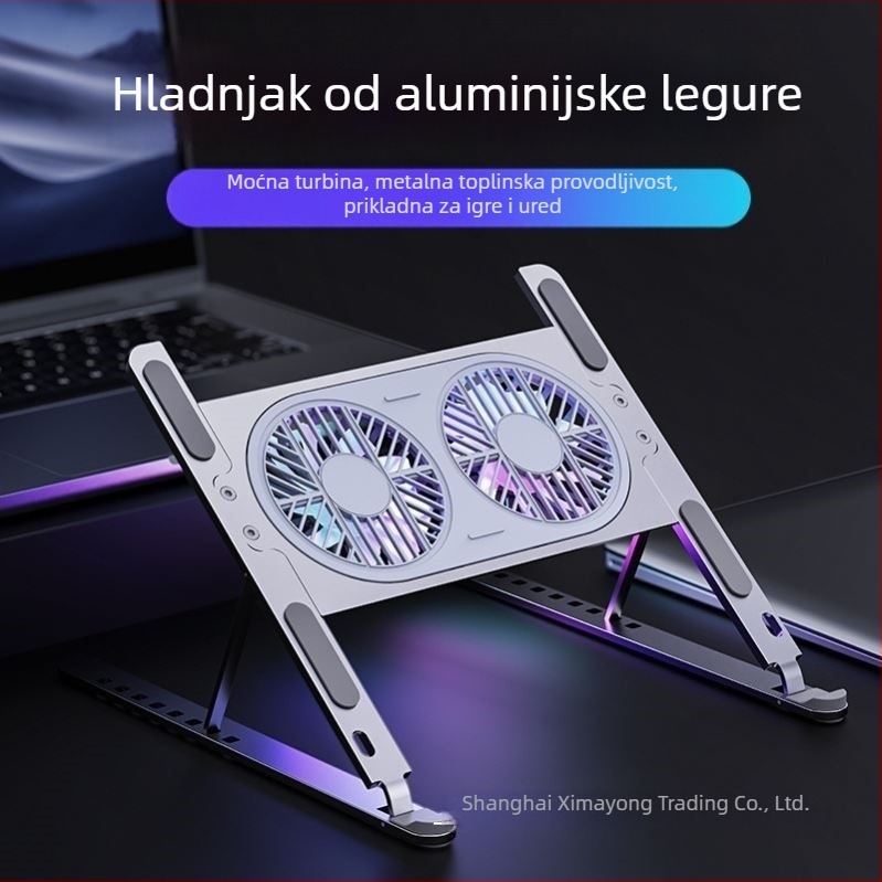 Stalak za hlađenje prijenosnog računala s ventilatorom, podesiva visina, viseći okvir, tih, prenosiv