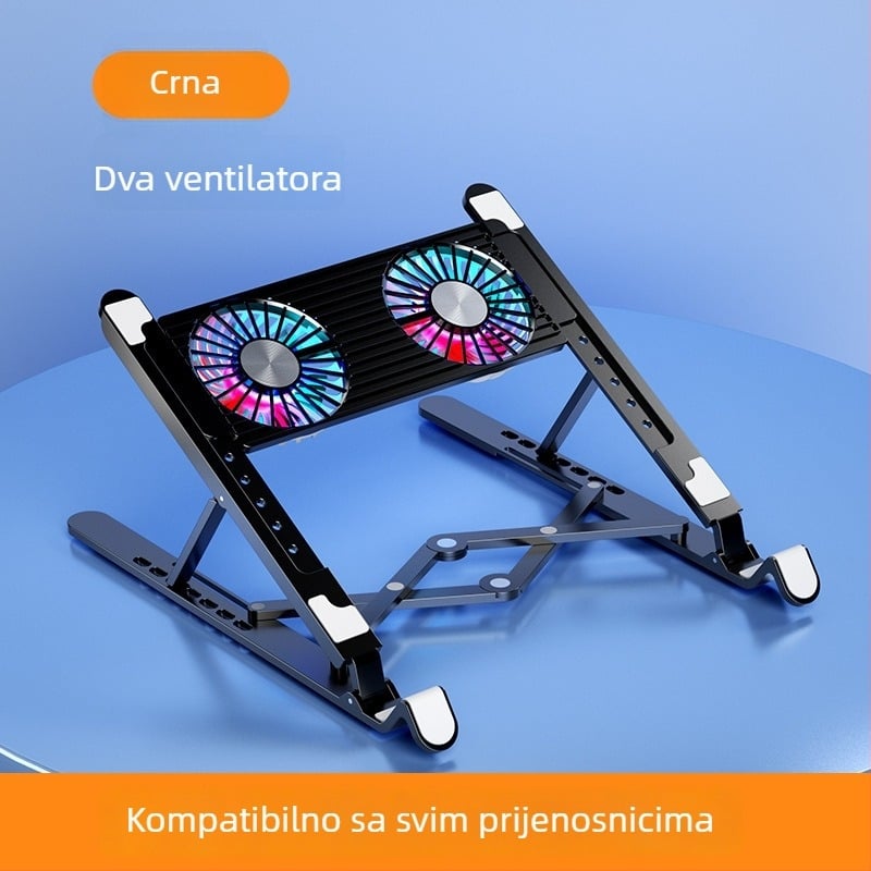Stalak za hlađenje prijenosnog računala s ventilatorom, podesiva visina, viseći okvir, tih, prenosiv