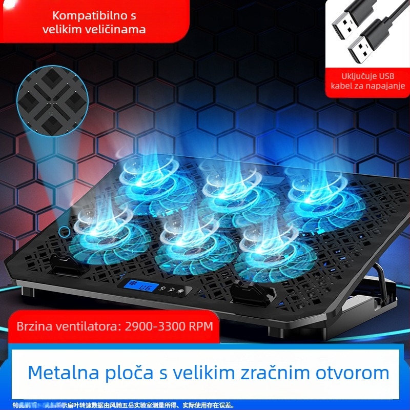 Fengchi Wuyue podloga za hlađenje prijenosnog računala za gaming prijenosnike, tiho zračno hlađenje, 2 ventilatora, model DCX-039