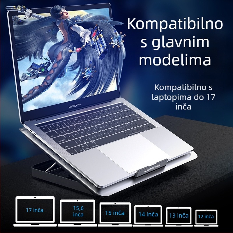 Chladič za prijenosno računalo A18s – aluminijska legura, zračno hlađenje, 1 kg, kompatibilan s notebookom/Ultrabook/Playbook