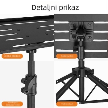 Stalak za projektor od aluminijske legure s pločom za hlađenje za prijenosno računalo, podni okvir sa četiri noge, model T1017