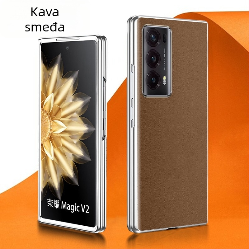 Zaštitna futrola za Honor Magic V2, ultra-tanka, otporna na padove, za sklopni zaslon, s elektroplatiranim PU kožnim završnim slojem