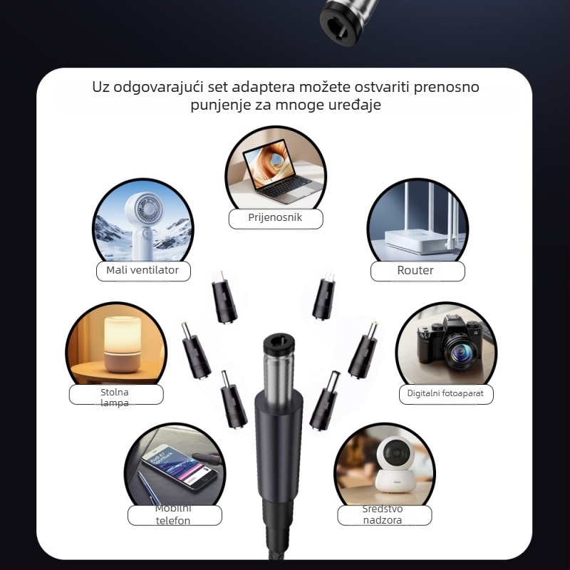 PD kabel s digitalnim zaslonom za brzo punjenje, Type-C na DC5521, visoka snaga, podesivi napon, višefunkcijski adapter