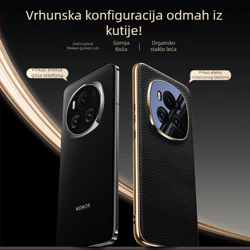 Maska za telefon od prave kože s elektroplirano završnom obradom, all-inclusive poslovni stil, za model Glory, s odvodi topline, otpornošću na habanje i zaštitom od pada.