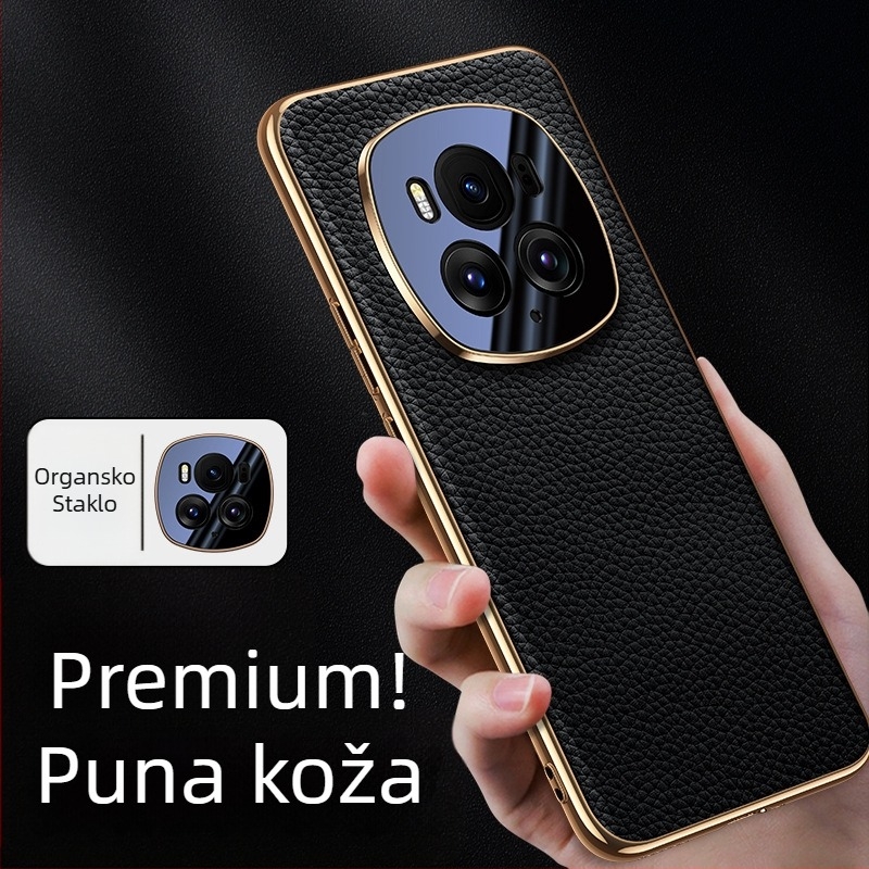Maska za telefon od prave kože s elektroplirano završnom obradom, all-inclusive poslovni stil, za model Glory, s odvodi topline, otpornošću na habanje i zaštitom od pada.
