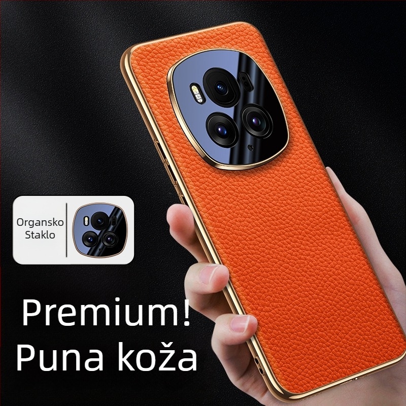 Maska za telefon od prave kože s elektroplirano završnom obradom, all-inclusive poslovni stil, za model Glory, s odvodi topline, otpornošću na habanje i zaštitom od pada.