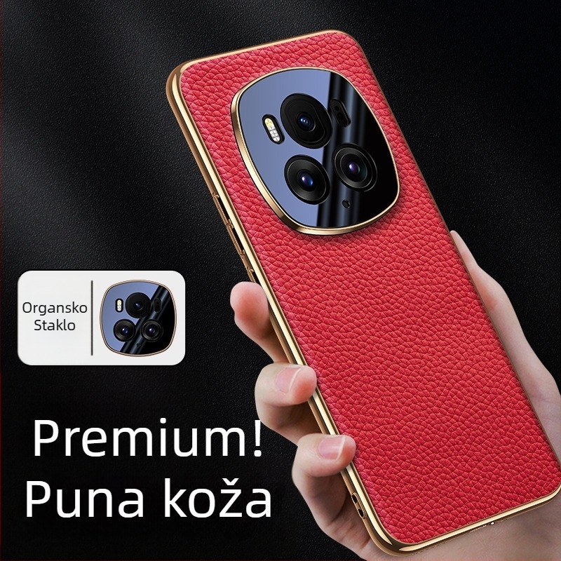 Maska za telefon od prave kože s elektroplirano završnom obradom, all-inclusive poslovni stil, za model Glory, s odvodi topline, otpornošću na habanje i zaštitom od pada.