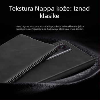 Futrola od lažne kože za Honor MagicV2, preklopna zaštita, V2, umjetna koža, 5G, puna zaštita, otporna na pad, držač, crna